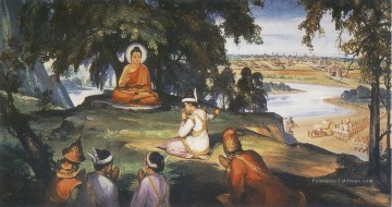 Bouddhiste œuvres - Bimbisara roi offrant son Royaume au Bouddha bouddhisme